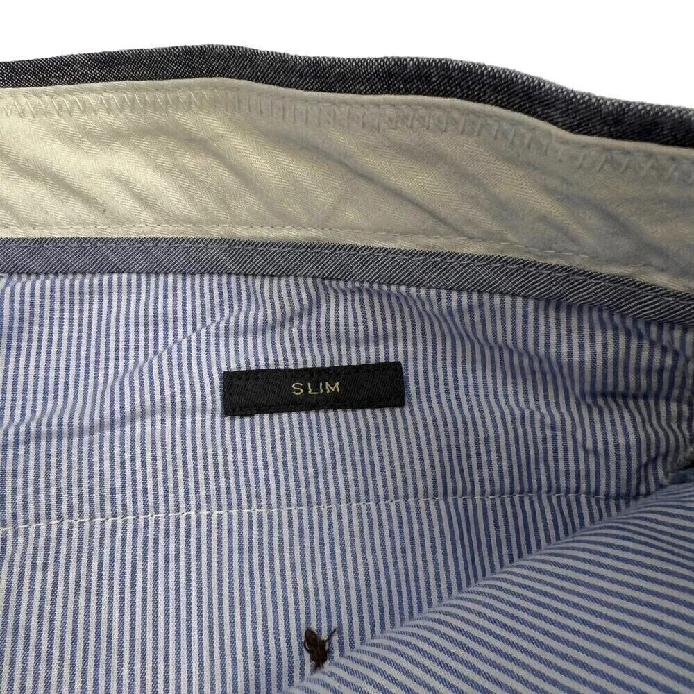 NWT J. Crew Men's Bowery Slim Fit Chambray Pants Chino Blue 34x32